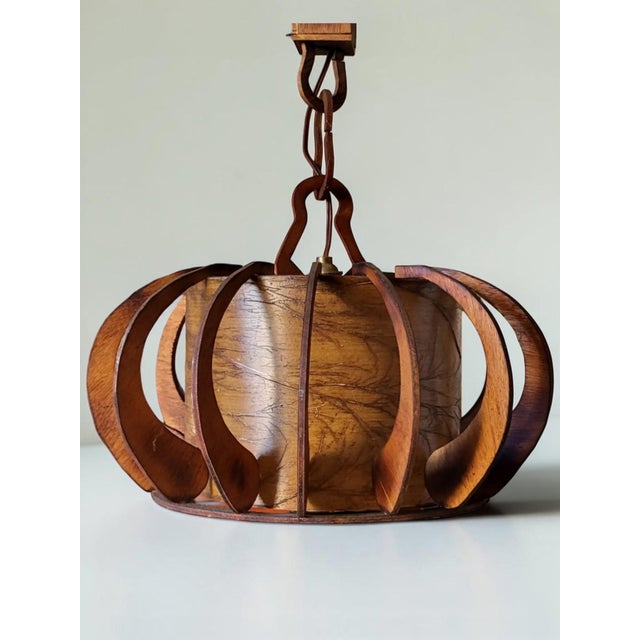Wood Scandinavian Pendant Light, 1970s For Sale - Image 7 of 7