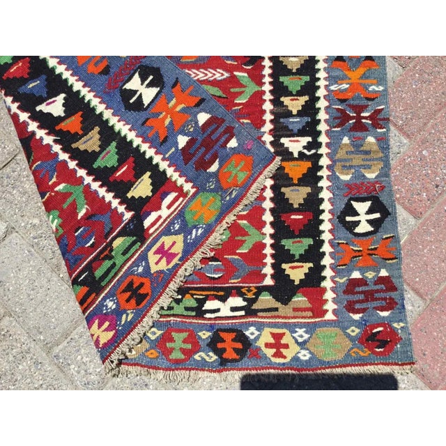 Red Vintage Turkish Kilim Rug, 38" X 53" For Sale - Image 8 of 9