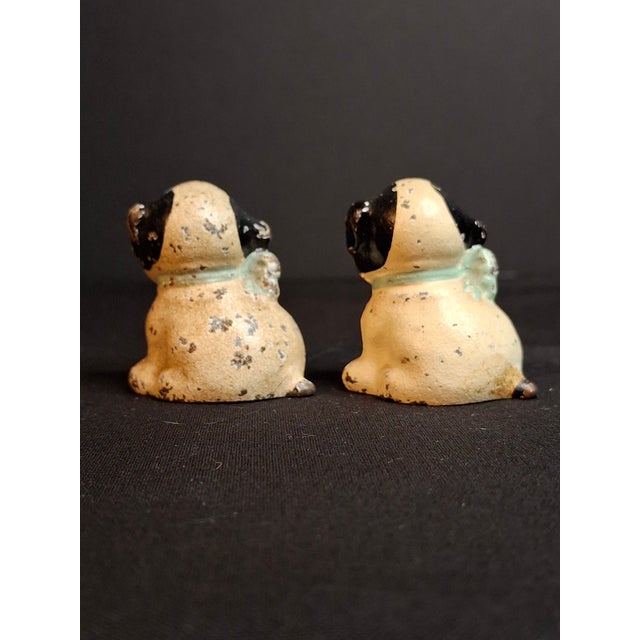 Pair Antique Hubley Cast Iron Puppo Dog Figurine Paperweights Bee on Hip Grace Drayton For Sale - Image 9 of 15
