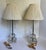 Vintage Mid-Century Hollywood Regency Glass Table Lamps With Etched Glass Stem & Pleated Shades - a Pair For Sale - Image 10 of 12