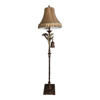 Vintage Hollywood Regency Style Parrot & Faux Bamboo Floor Lamp For Sale