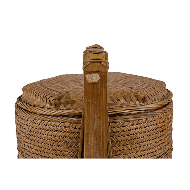 Vintage Antique 3 (Three) Tier Chinese Wedding Basket (Warm Brown) For Sale - Image 11 of 13