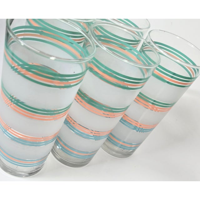 90s Rainbow Sherbet Striped Tumblers- Set of Six For Sale - Image 10 of 12