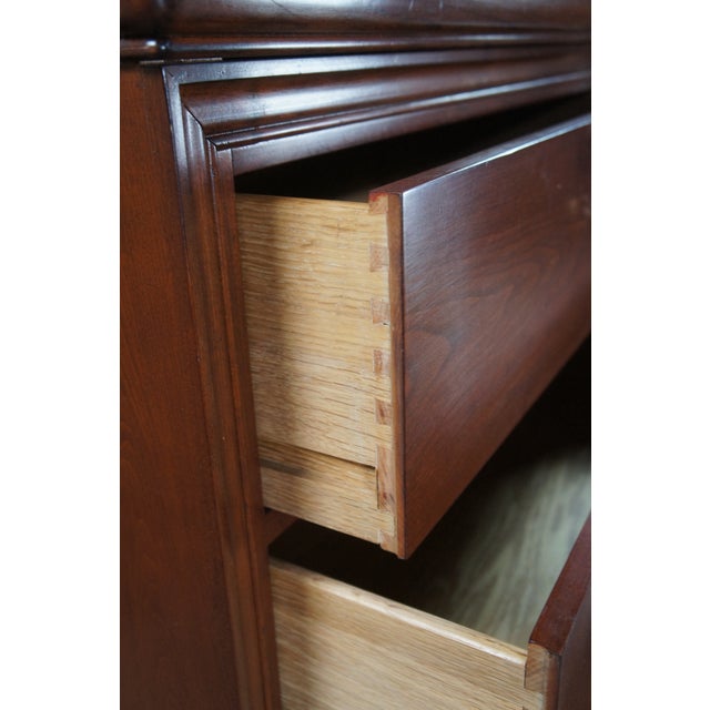 Brown Late 20th Century Stickley French Louis Philippe Style Cherry Double Dresser & Mirror Hidden Stash For Sale - Image 8 of 18