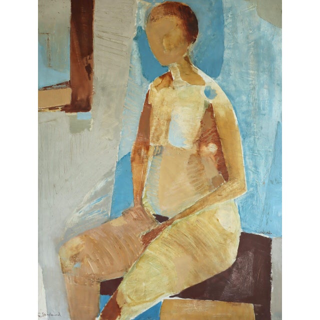 Brown 1960 Mid-Century Modern 'Astrid' Swedish Semi-Abstract Figurative Nude Oil Painting, Framed For Sale - Image 8 of 11