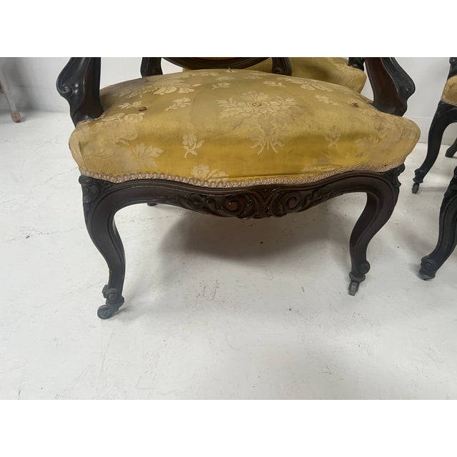20th Century Napoleon III Louis XV Armchairs in Pearwood, Set of 4 For Sale - Image 6 of 14