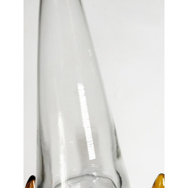 Vintage Art Glass Bottles with Orange-Brown Stoppers, France, 1970, Set of 3 For Sale - Image 6 of 11