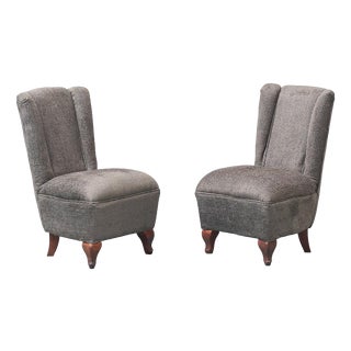 Vintage Fabric and Wooden Chairs, 1950s, Set of 2 For Sale
