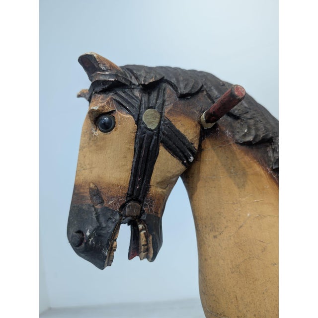 Wood Antique Wooden Rocking Horse, 1920s For Sale - Image 7 of 16