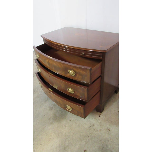 1980s White Bowfront Chest Mahogany Banded Amazing Server Silver Chest For Sale - Image 9 of 11