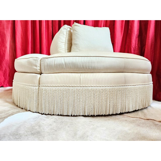 Avail Thru 1/16/2026 Councill Bespoke Luxury Semicircle White Striped Sofa - Rare Item For Sale - Image 10 of 17