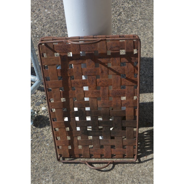1960s Vintage Lattice Tray Top Folding Rustic Iron Table For Sale - Image 5 of 11