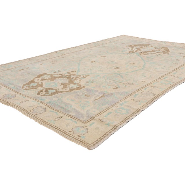52965 Vintage Turkish Oushak Rug, 05'08 x 08'07. The Anatolian Reverie: A Vintage Turkish Oushak Masterpiece of Refined...