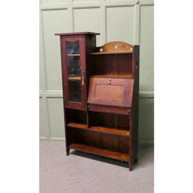 Arts and Crafts Golden Oak Bookcase, 1890 For Sale - Image 3 of 8