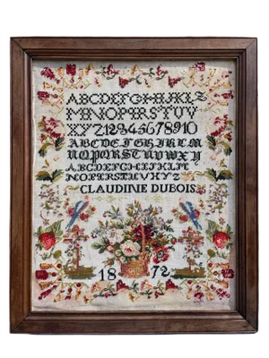 Framed Alphabet Primer Cross Stitch, 1872