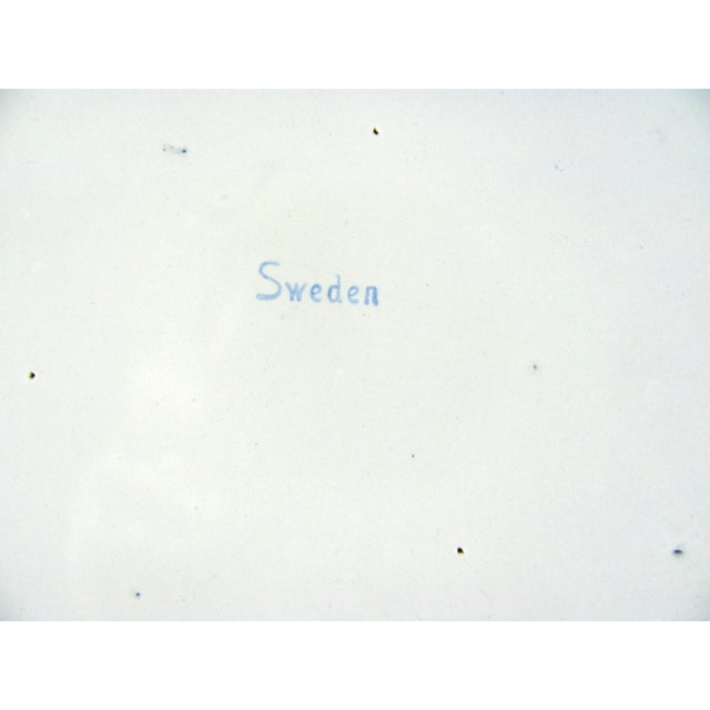 Mid 20th Century 8" Mid Century Modern Kockums Jernverk Sweden Enamelware Turquoise Blue Horse Pony Plate Child's Dish For Sale - Image 5 of 8