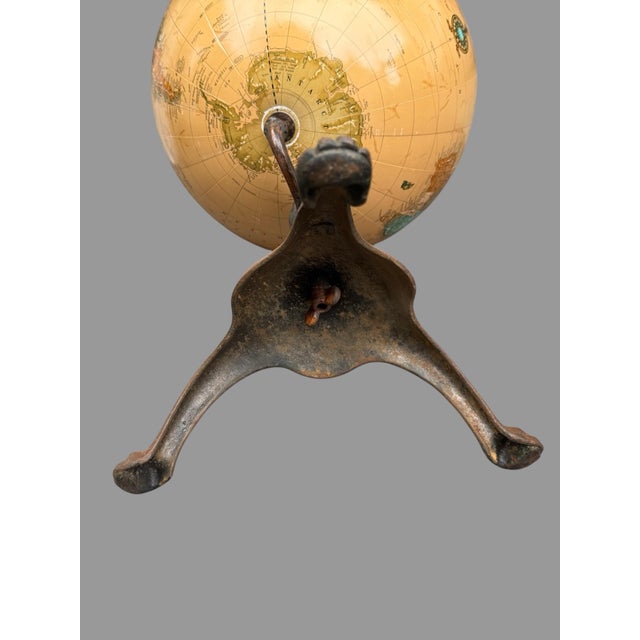 Metal Cram's Imperial World Globe With Textured Mountain Ranges & Paw Footed Iron Base For Sale - Image 7 of 12