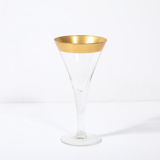 Set of 12 Mid-Century Modernist Gilt Rimmed Water Glasses by Dorothy Thorpe For Sale - Image 9 of 15