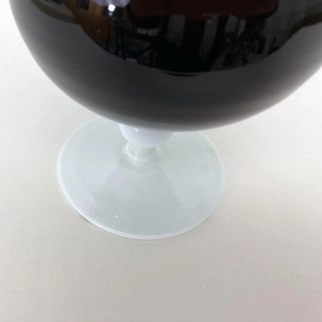 Glass 1960s Vintage Black / White Italian Cased Narrow Neck Vase Empoli Cased Glass For Sale - Image 7 of 8