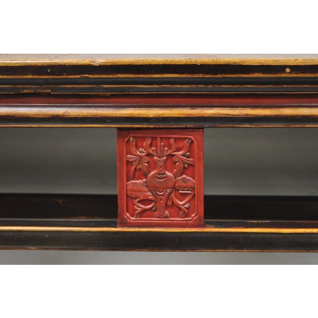 Antique Chinese Carved Hardwood Altar Console Table Sideboard Buffet W/ Drawers For Sale - Image 10 of 18