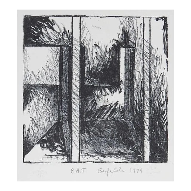 1979 Geometric Abstract Black and White Lithograph For Sale