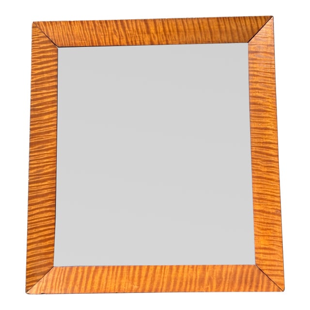 Original 19th C. American Figured Tiger Maple Wall Mirror For Sale