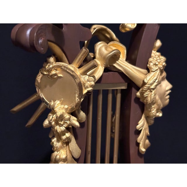 1840-1860 French Bronze Lyre Clock Louis XVI Style, Bronze/Marble For Sale - Image 17 of 18