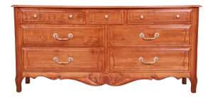 Late 20th Century Ethan Allen French Provincial Carved Cherry Wood Dresser, Newly Refinished