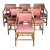 1980s McGuire All Arm Organic Modern Rattan and Leather Dining Chairs- Set of 6 For Sale
