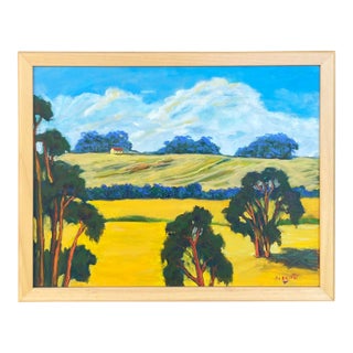 "House on the Hill” Oil on Mahogany Board by Joao De Brito - For Sale