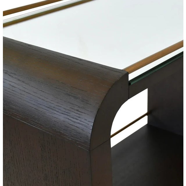 Not Yet Made - Made To Order Matthew Izzo Home Myer Espresso and Brass Oak Wood Bar Cart For Sale - Image 5 of 6