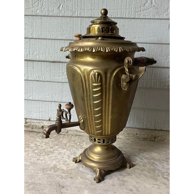 Victorian 1890s Antique Solid Brass Samovar Coffee or Tea Dispenser For Sale - Image 3 of 10
