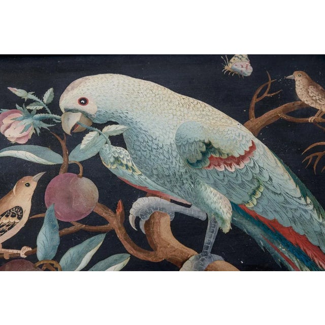 1950s Pair French Drinks Table Faux Bamboo With Painted Birds Under Glass For Sale - Image 5 of 12