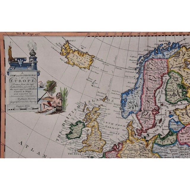 This is an original 18th century hand-colored map entitled "A New & Accurate Map of Europe Drawn from the Best Authorities...