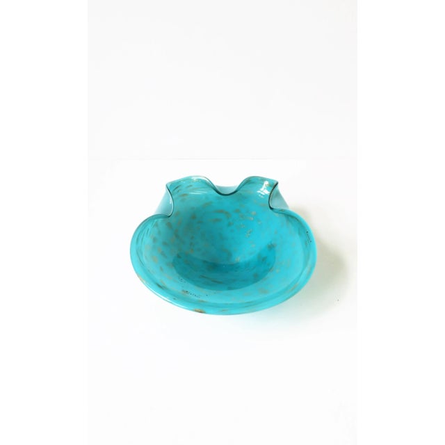 1960s Italian Murano Art Glass Bowl in Turquoise Blue For Sale - Image 5 of 12