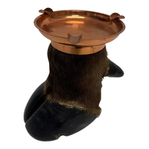 1940s Bison Foot and Copper Ashtray