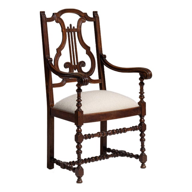 19th Century United Kingdom Rich Walnut Brown Lyre-Back Side Chair For Sale