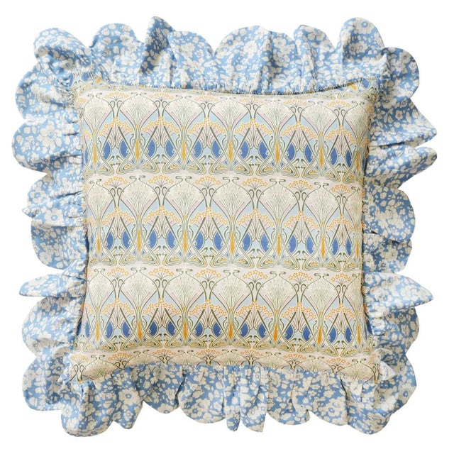Scallop Ruffle Cushion Made With Liberty Fabric Ianthe & Betsy Boo For Sale - Image 4 of 4