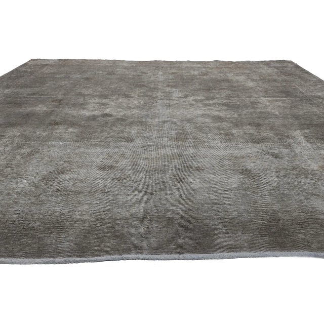 Modern Mid 20th Century Vintage Distressed Gray Rug - 08'09 X 11'04 For Sale - Image 3 of 10