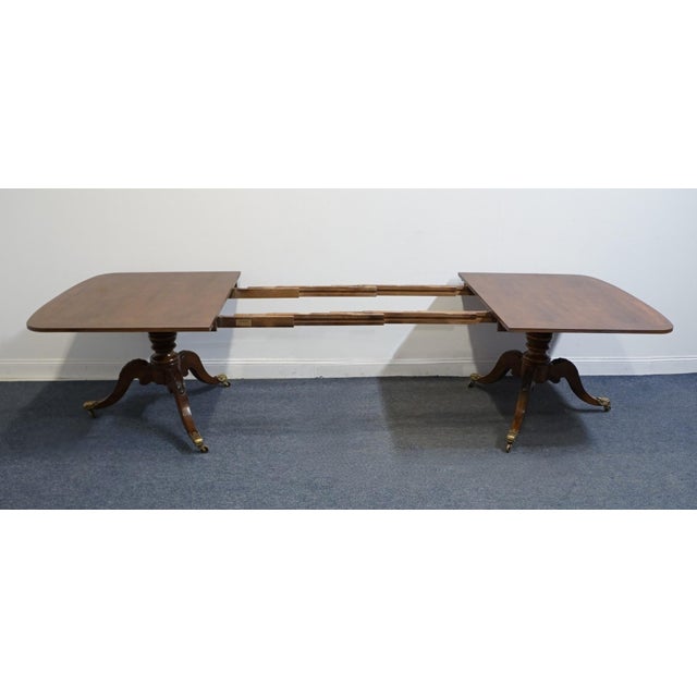 Henredon Furniture Banded Mahogany Traditional Duncan Phyfe Style 115" Double Pedestal Dining Table For Sale In Kansas City - Image 6 of 11