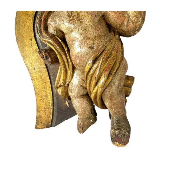 Italian Baroque Putti Sculptures, Hand-Carved Wood, 18th Century For Sale - Image 4 of 13