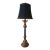 Hollywood Regency Vintage Black & Gold Neoclassical Table Lamp With Ornate Cast Metal Base For Sale