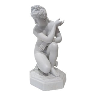 Antique Bisque Porcelain Crouching Venus Sculpture (Early 20th C) For Sale