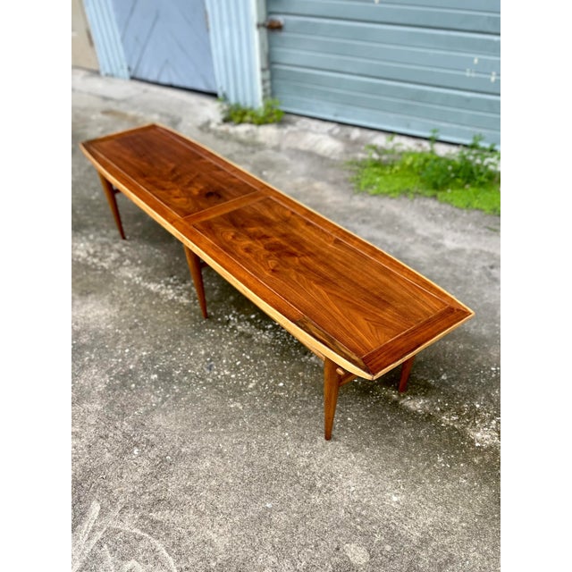 Wood Mid 20th Century Extra Long Two-Toned Tapered Rectangular Coffee Table by Lane AltaVista For Sale - Image 7 of 12