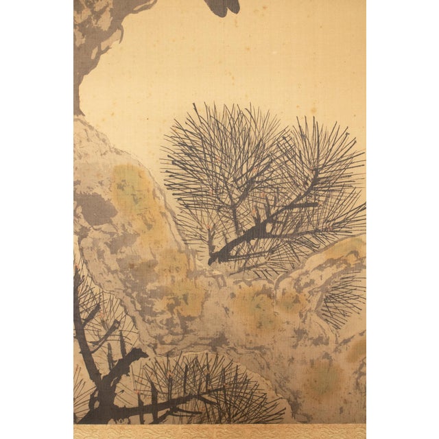 C. 1900-1920s Imai Kōshi "Magpies on a Pine Tree", Japanese Silk Scroll Painting For Sale - Image 11 of 18