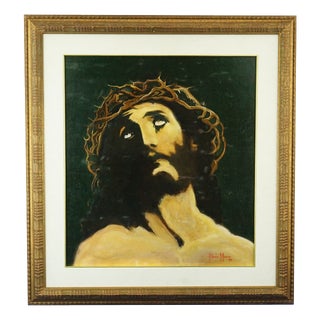 Alfredo d'Aima, The Face of Christ Jesus with Crown of Thorns, 1987, Oil on Canvas For Sale