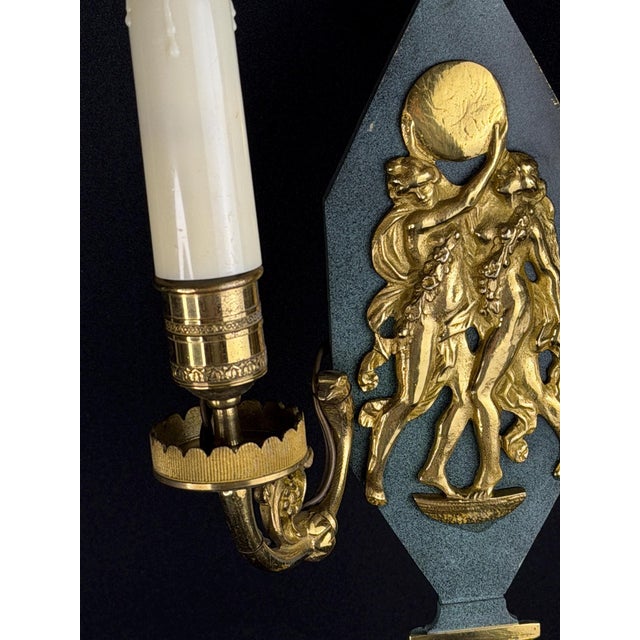 Metal French Neoclassical Gilt Bronze Two-Light Wall Sconce, 1890s For Sale - Image 7 of 11