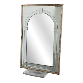 Large Art Deco Beveled Wall Mirror with Architectural Arch Design For Sale