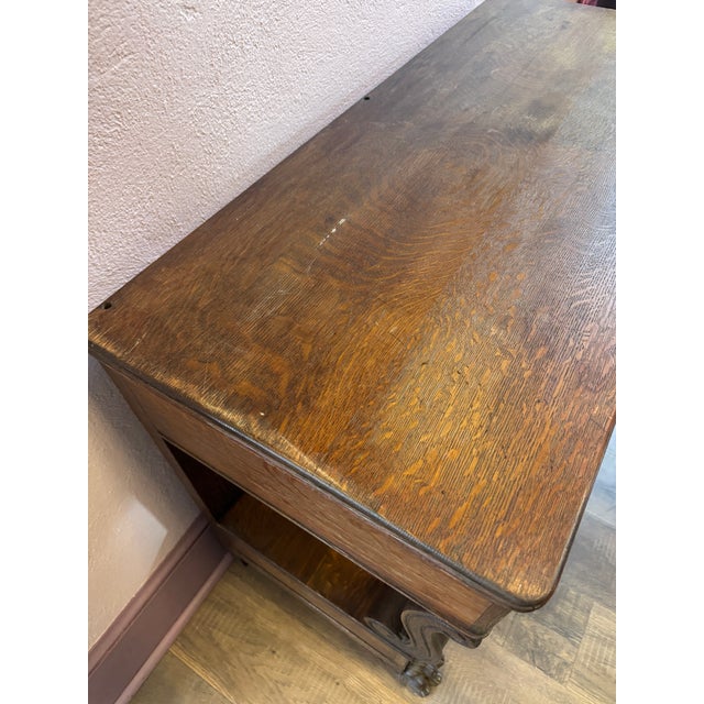 Antique Carved Oak Console Buffet Table. For Sale - Image 12 of 12