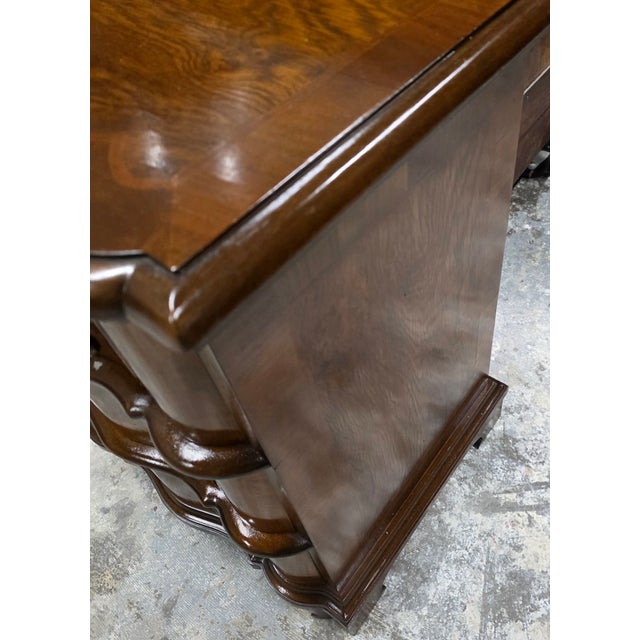 Vintage Italian Baroque Style Burl Walnut Serpentine Chest of Drawers For Sale - Image 10 of 12